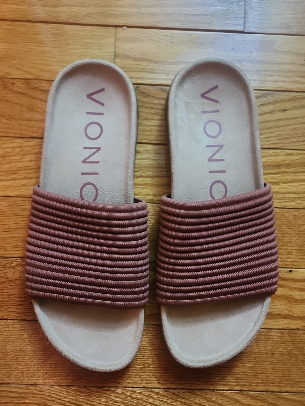 Vionic Evie Knit Women's Slide Sandals In The Color Withered Rose